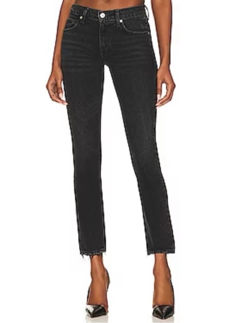 AMO Twist Ink Skinny Crop Jeans 24 Made In USA Quiet Luxury Retro Minimalist
